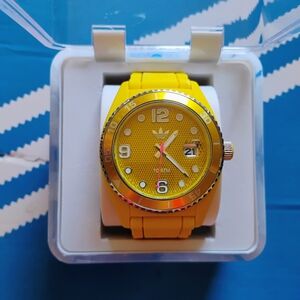 adidas Yellow Silicone Sport Watch In Collectors Box
